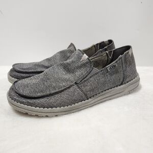 Hey Dude Chan Stretch Steel Gray Canvas Slip On Shoe Mens 10